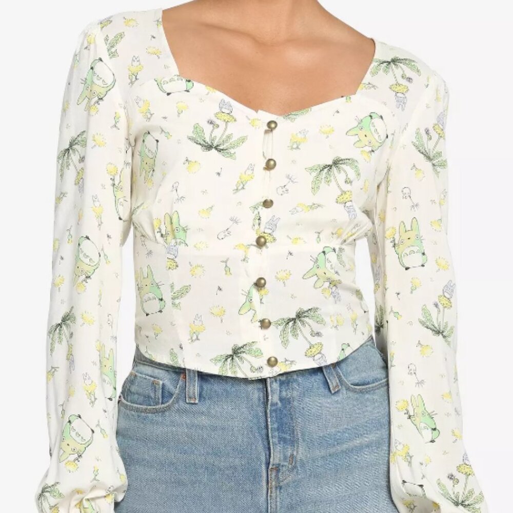 Her Universe Studio Ghibli My Neighbor Totoro Girls Long-Sleeve Woven Top